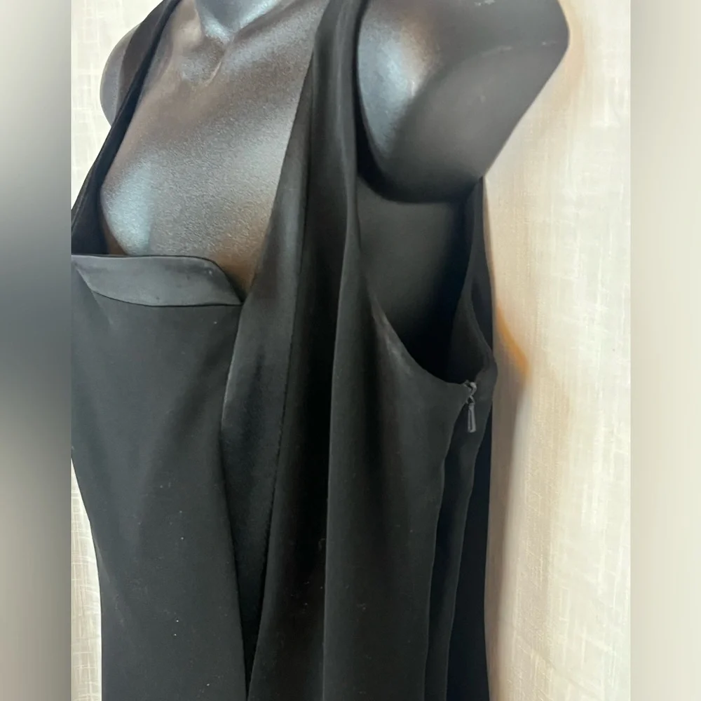 Jones NY Black Sleeveless short cocktail Dress evening wear tuxedo stripe sz 16 - Picture 3 of 5